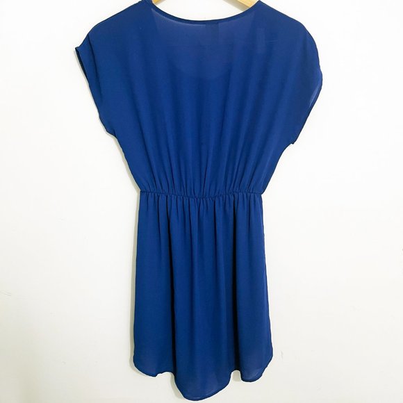Bee Stitched Royal Blue Cap Sleeve Dress - Picture 4 of 4